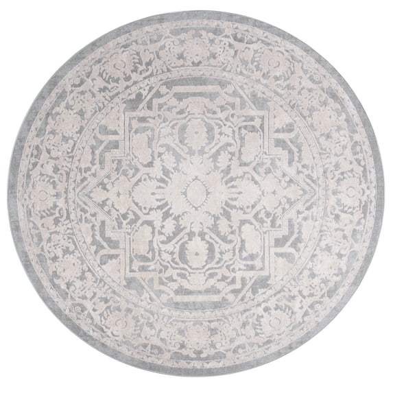 SAFAVIEH Reflection Christy Oriental Area Rug, Light Grey/Cream, 6'7" x 6'7" Round