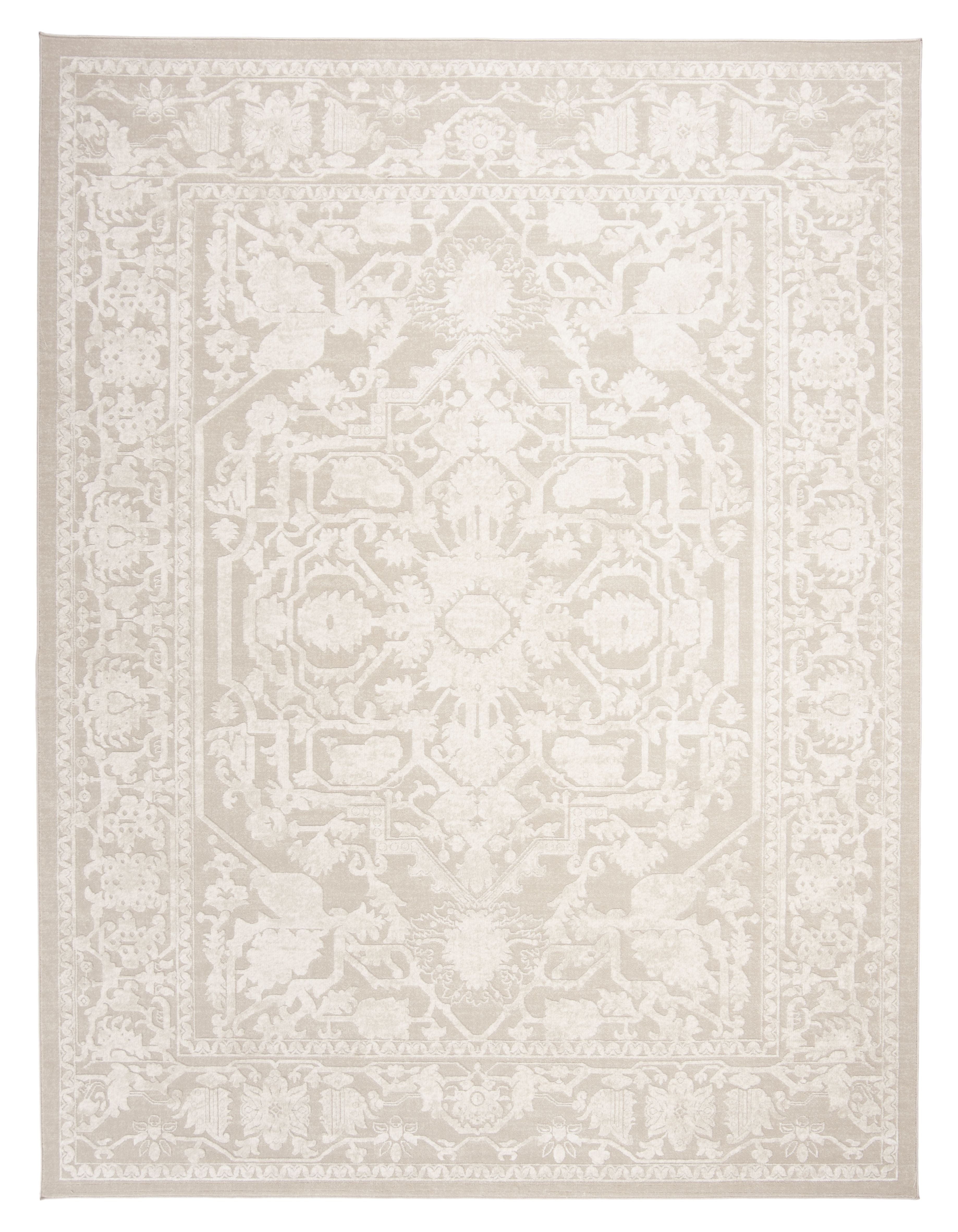 Cream/Ivory 10' x 14' Floral Synthetic Easy Care Area Rug