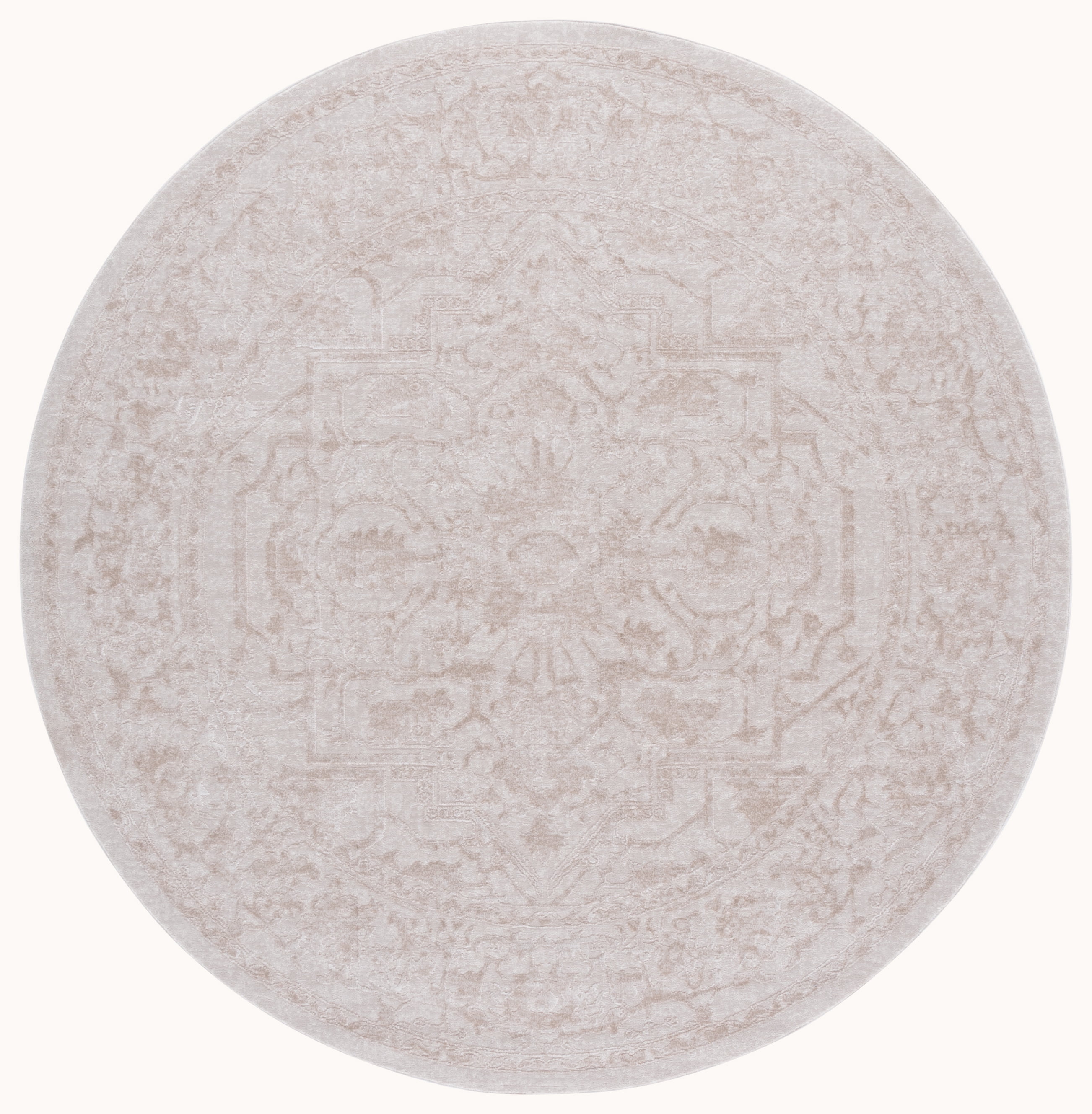 SAFAVIEH Reflection Christy Oriental Area Rug, Creme/Ivory, 3' x 3' Round