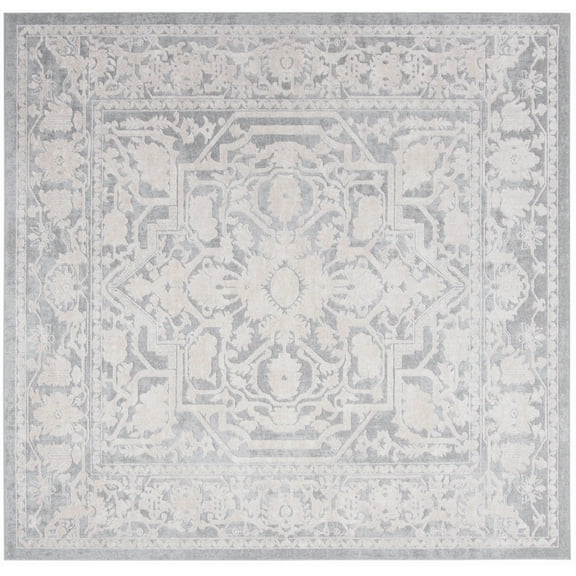 SAFAVIEH Reflection Christy Oriental Area Rug, Light Grey/Cream, 3' x 3' Square