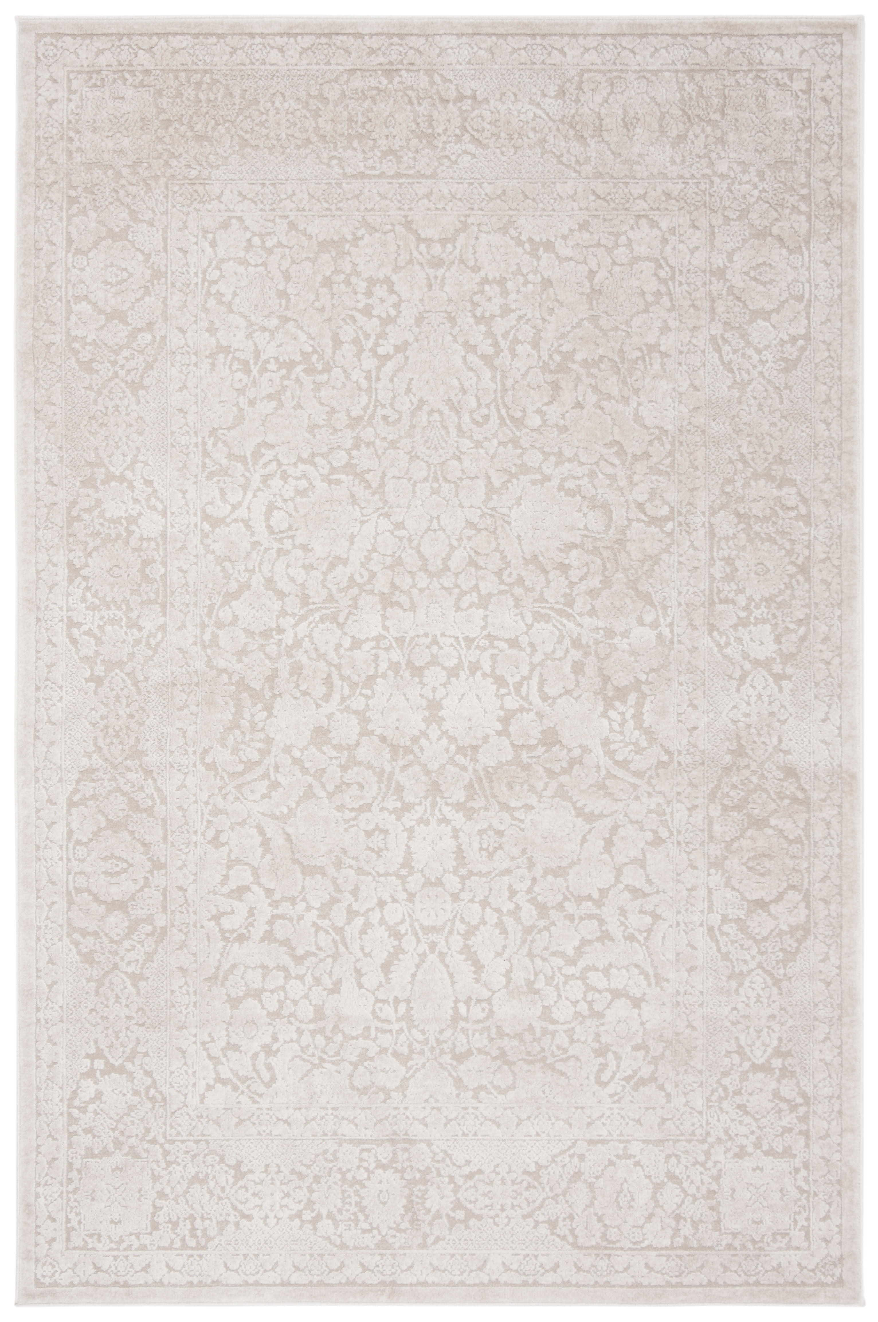 Ivory Floral Hand-Knotted Synthetic 4' x 6' Area Rug