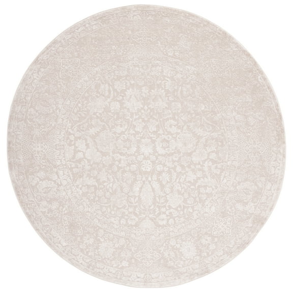 SAFAVIEH Reflection Dermot Traditional Area Rug, Cream/Ivory, 5' x 5' Round