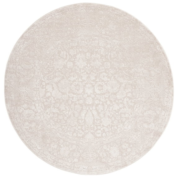 SAFAVIEH Reflection Dermot Traditional Area Rug, Cream/Ivory, 5' x 5' Round