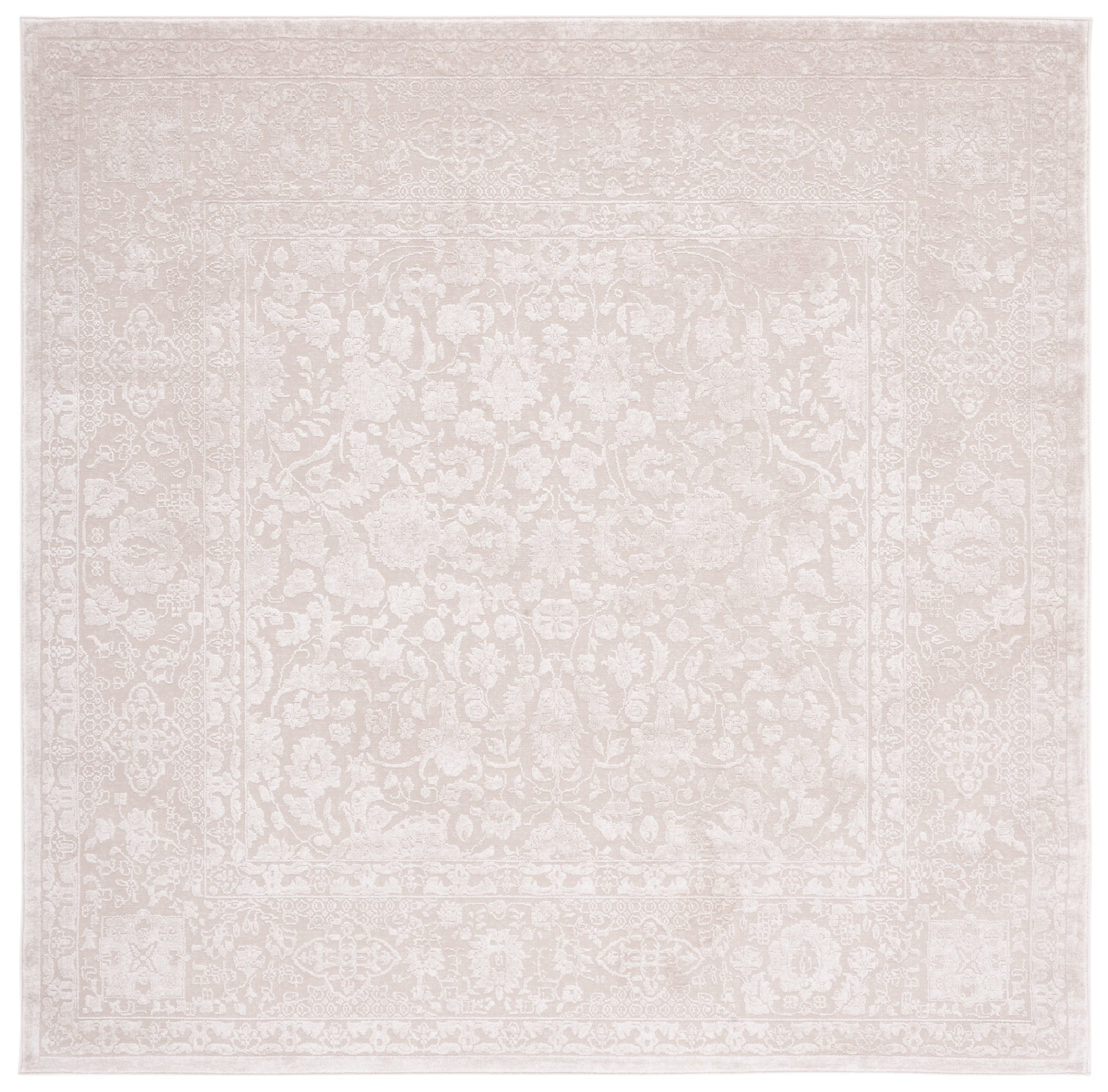 Elegant Floral Charm Round Beige/Cream Cotton Blend Area Rug, 5' Diameter