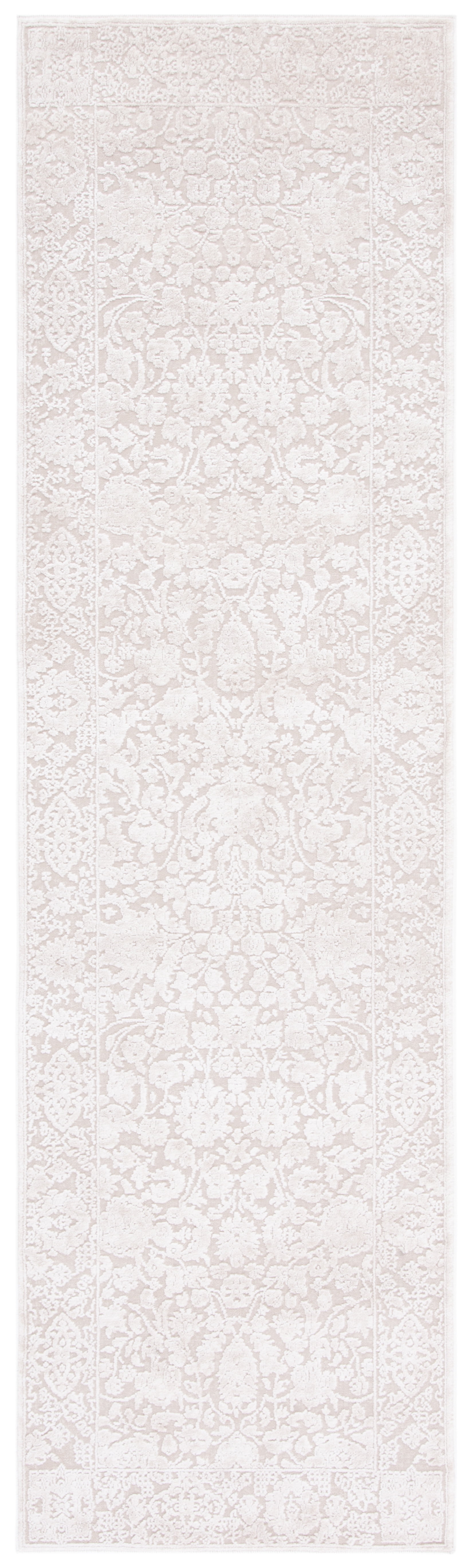 Elegant Ivory Floral Hand-Knotted Runner Rug - 2'3" x 6'