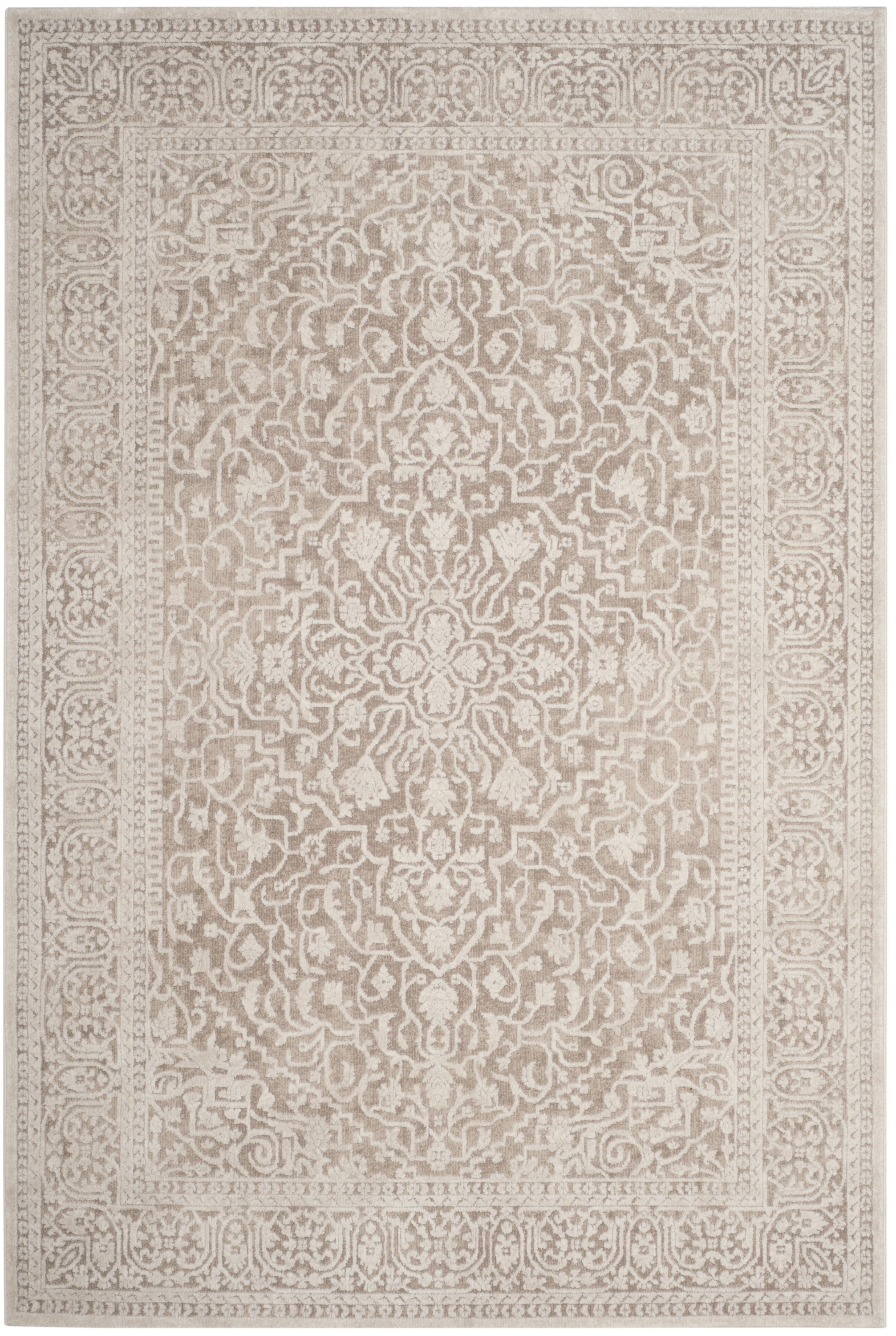Elegant Floral Charm Round Synthetic Rug - Beige/Cream, 27 in