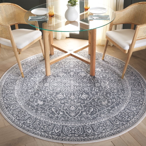 Safavieh Reflection Dolkar Oriental Area Rug, Dark Gray/Cream, 5' x 5' Round