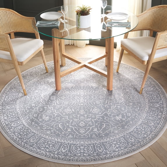 Safavieh Reflection Dolkar Oriental Area Rug, Light Gray/Cream, 6'7" x 6'7" Round
