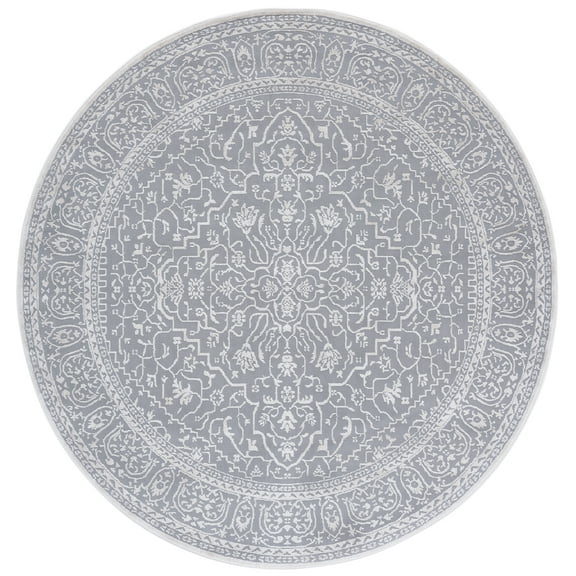 SAFAVIEH Reflection Dolkar Oriental Area Rug, Light Grey/Cream, 8' x 8' Round
