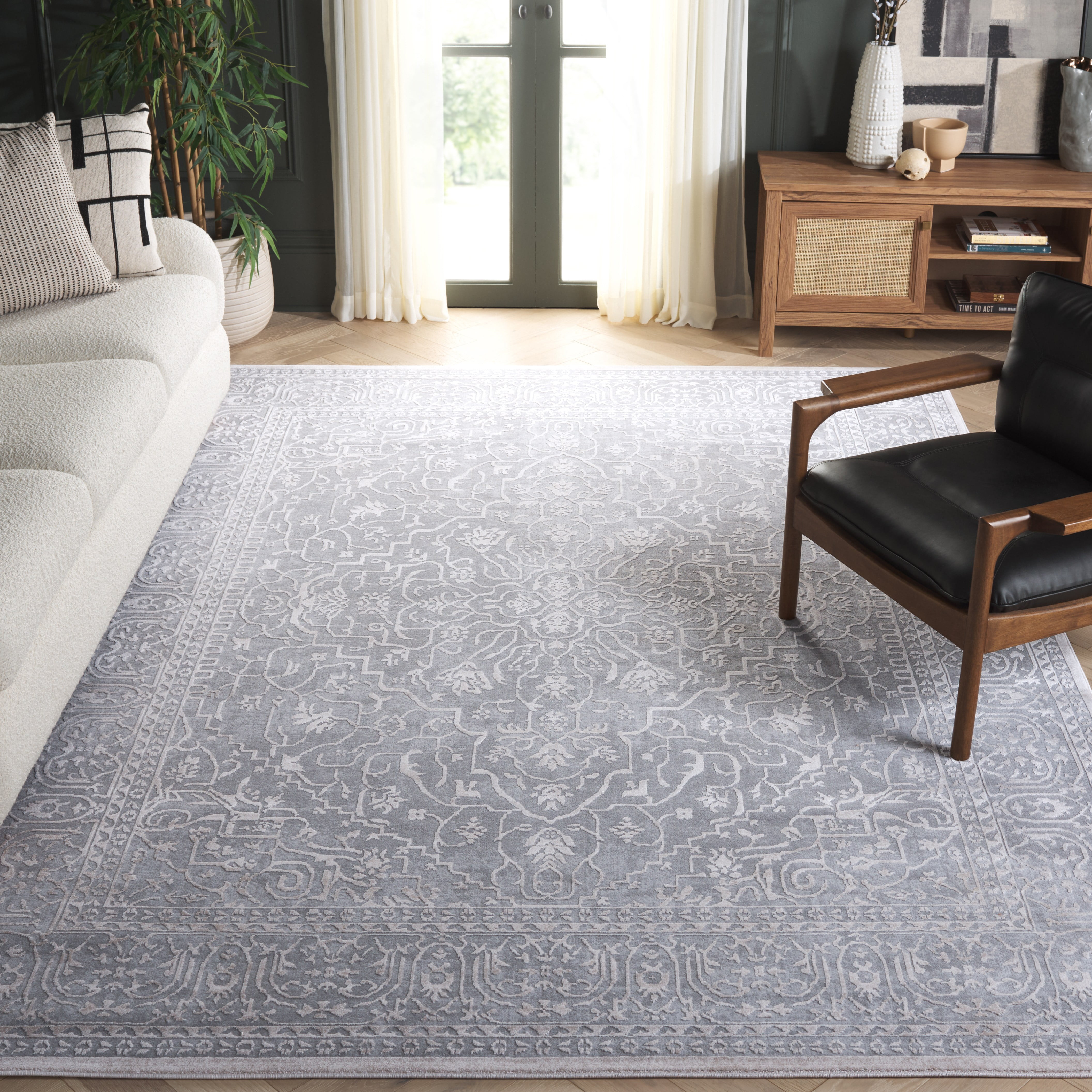 Safavieh Reflection Dolkar Oriental Area Rug, Light Gray/Cream, 8' x 8' Square
