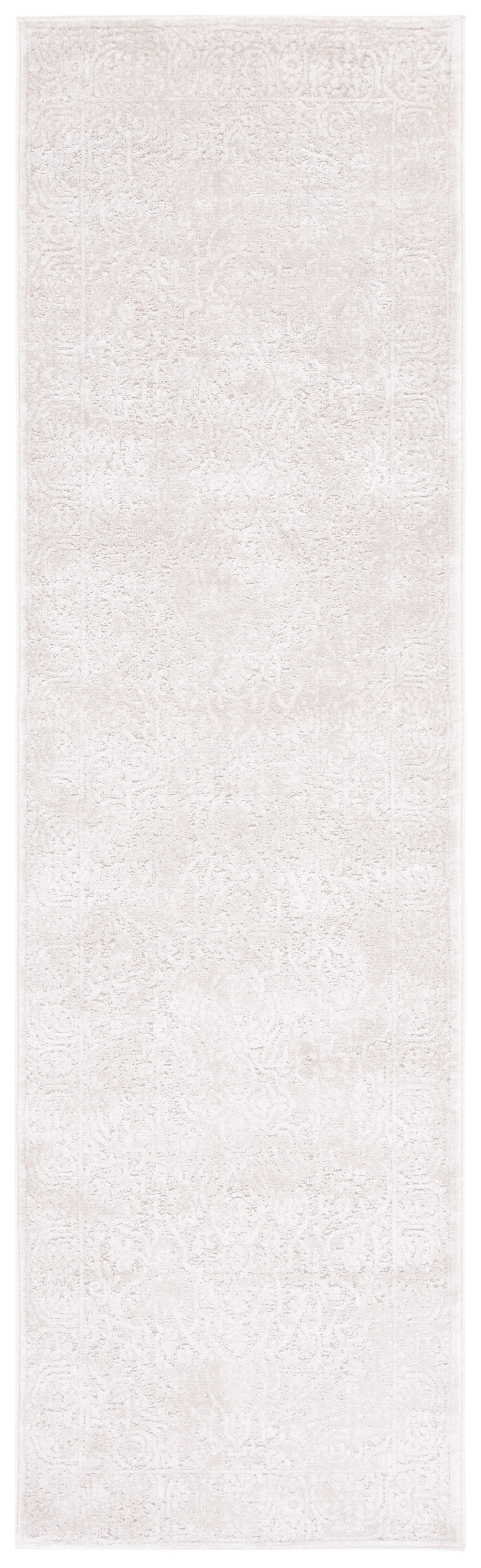 Hand-Knotted Dark Grey and Cream Floral Runner Rug