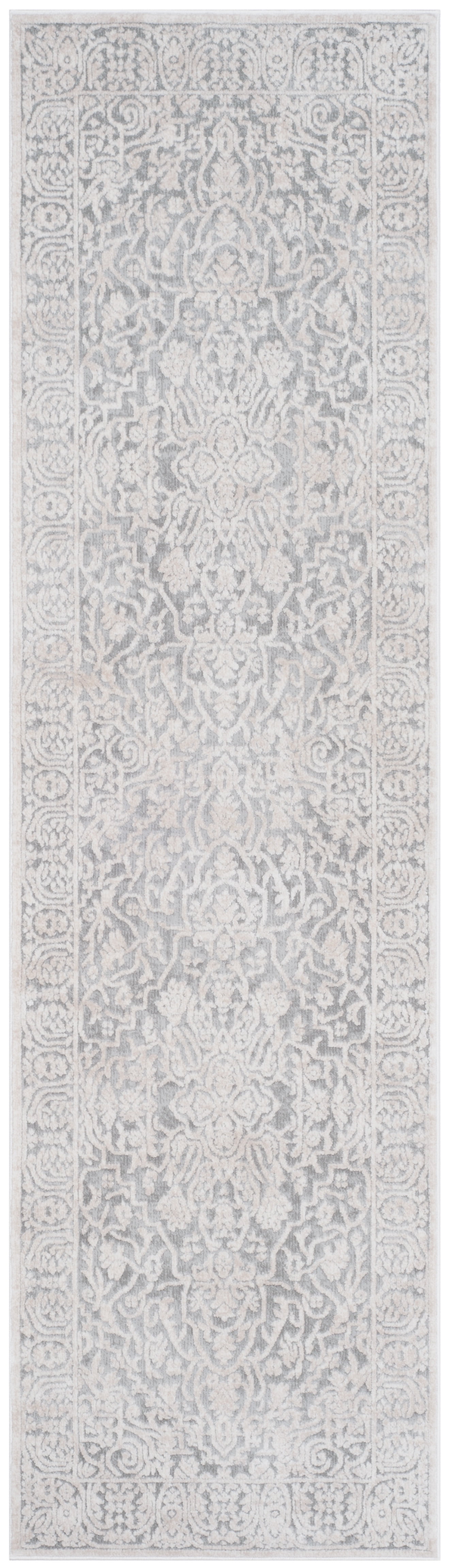 SAFAVIEH Reflection Dolkar Traditional Runner Rug, Light Grey/Cream, 2