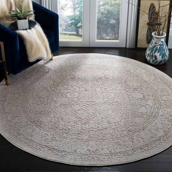 SAFAVIEH Reflection Lynna Traditional Area Rug, Beige/Cream, 6'7" x 6'7" Round