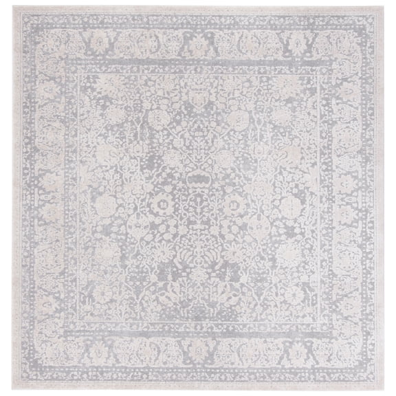 SAFAVIEH Reflection Lynna Traditional Area Rug, Light Grey/Cream, 8' x 8' Square