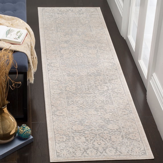 SAFAVIEH Reflection Lynna Traditional Runner Rug, Light Grey/Cream, 2'3" x 12'