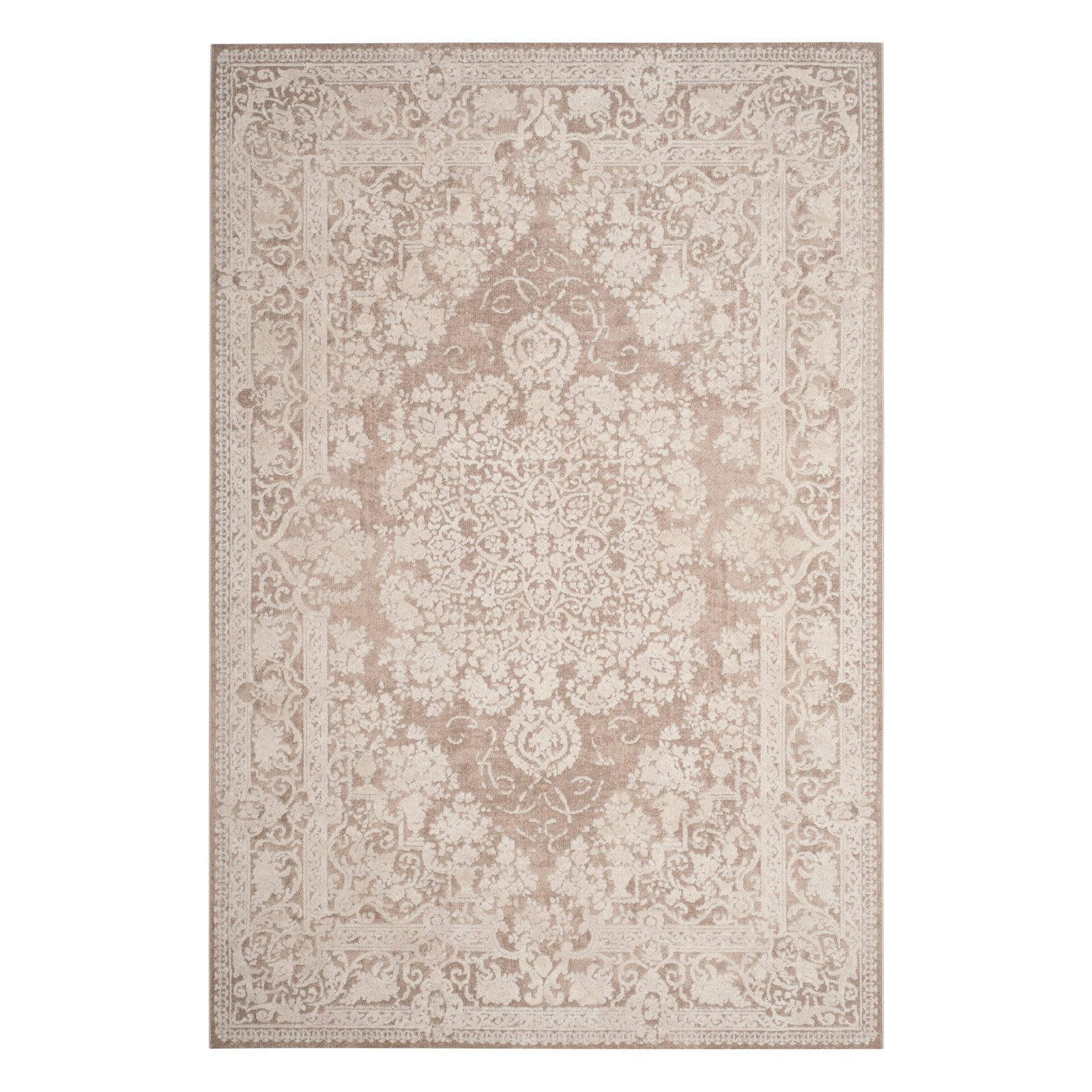 Elegant Reflection 3' x 5' Hand-Knotted Floral Beige/Cream Area Rug