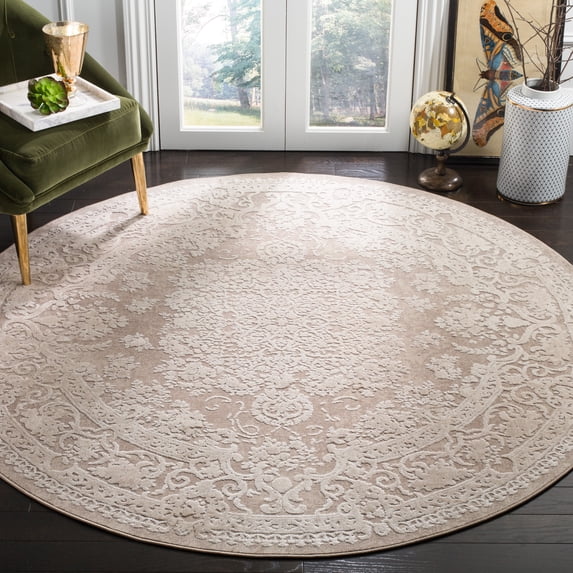 SAFAVIEH Reflection Sophia Traditional Area Rug, Beige/Cream, 6'7" x 6'7" Round