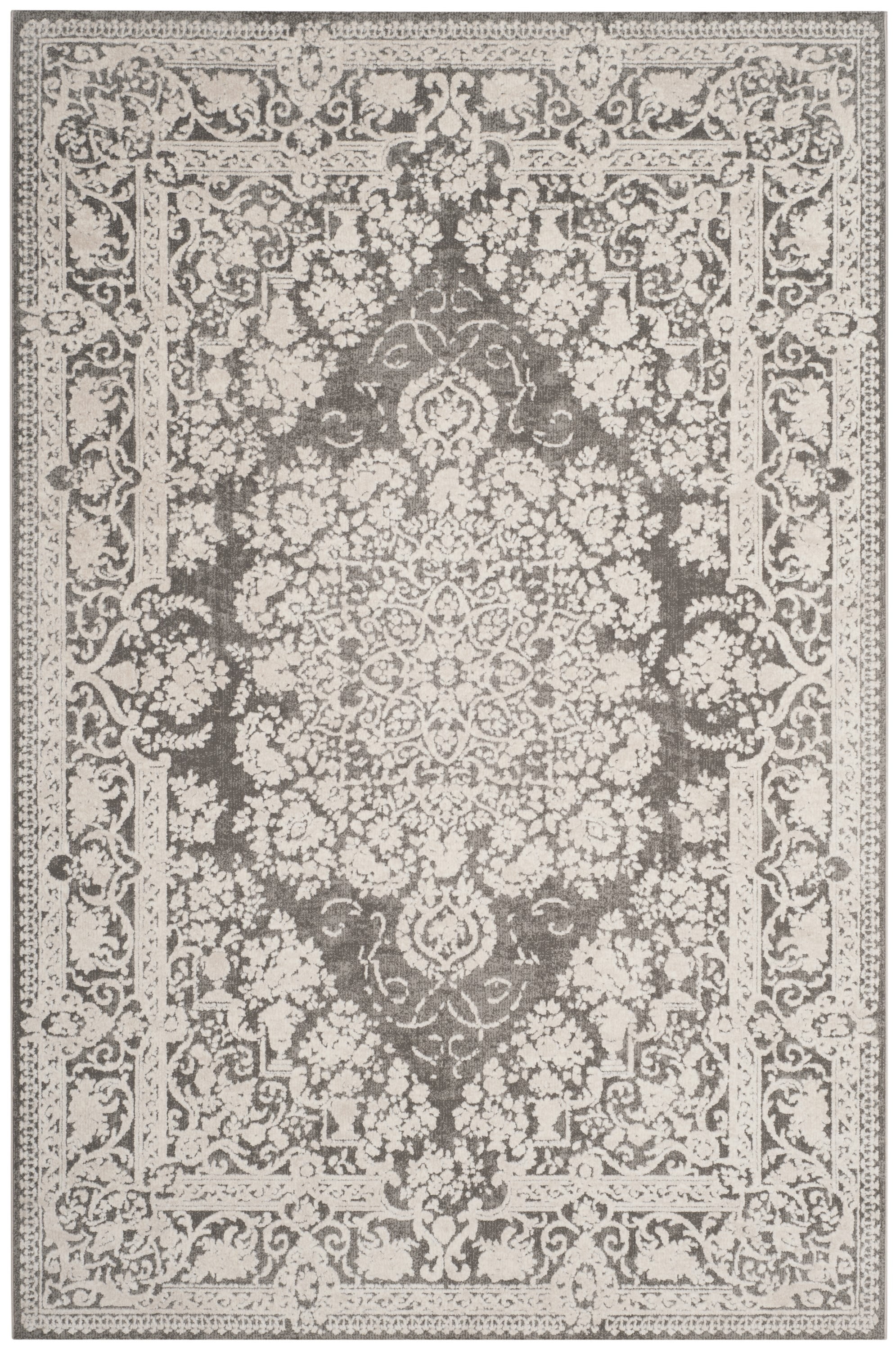 SAFAVIEH Reflection Sophia Traditional Area Rug, Dark Grey/Cream, 2'3" x 3'