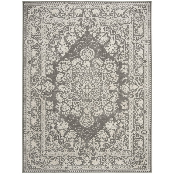 SAFAVIEH Reflection Sophia Traditional Area Rug, Dark Grey/Cream, 9' x 12'