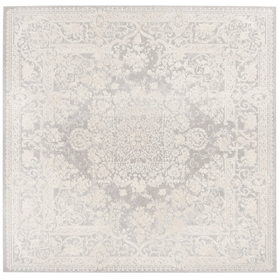 SAFAVIEH Reflection Sophia Traditional Area Rug, Light Grey/Cream, 3' x 3' Square
