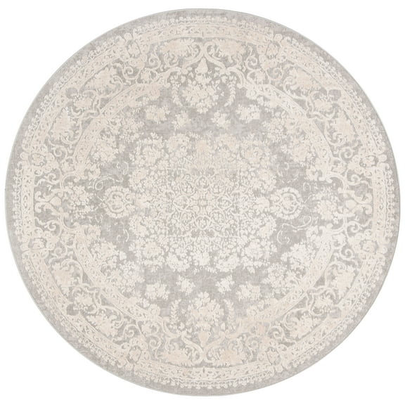 SAFAVIEH Reflection Sophia Traditional Area Rug, Light Grey/Cream, 8' x 8' Round