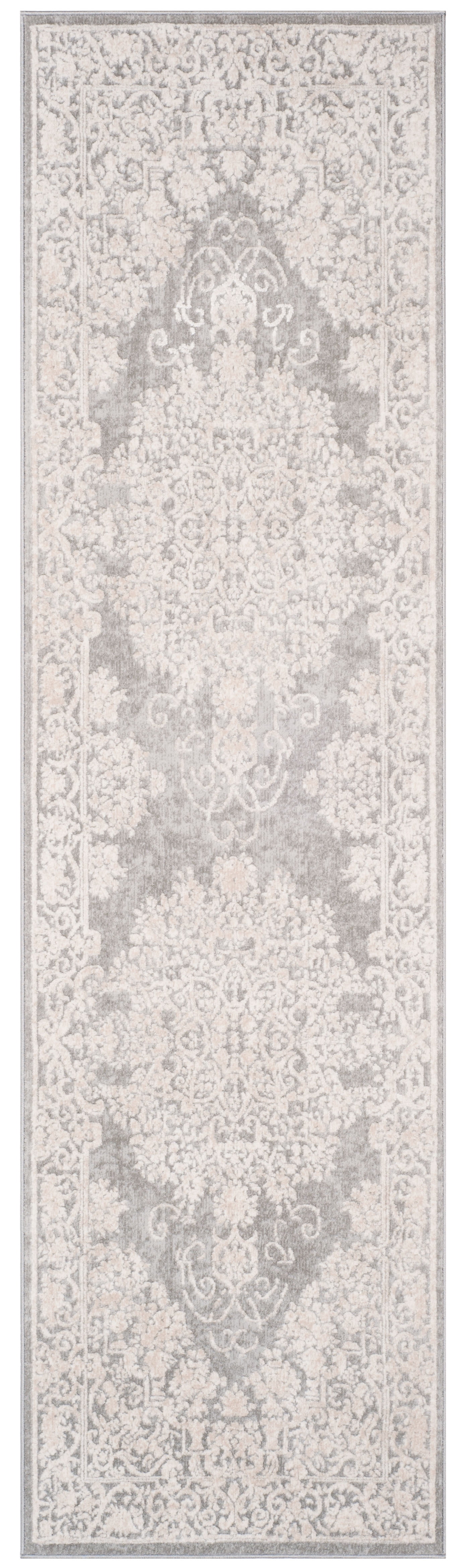 SAFAVIEH Reflection Sophia Traditional Runner Rug, Light Grey/Cream, 2'3" x 14'