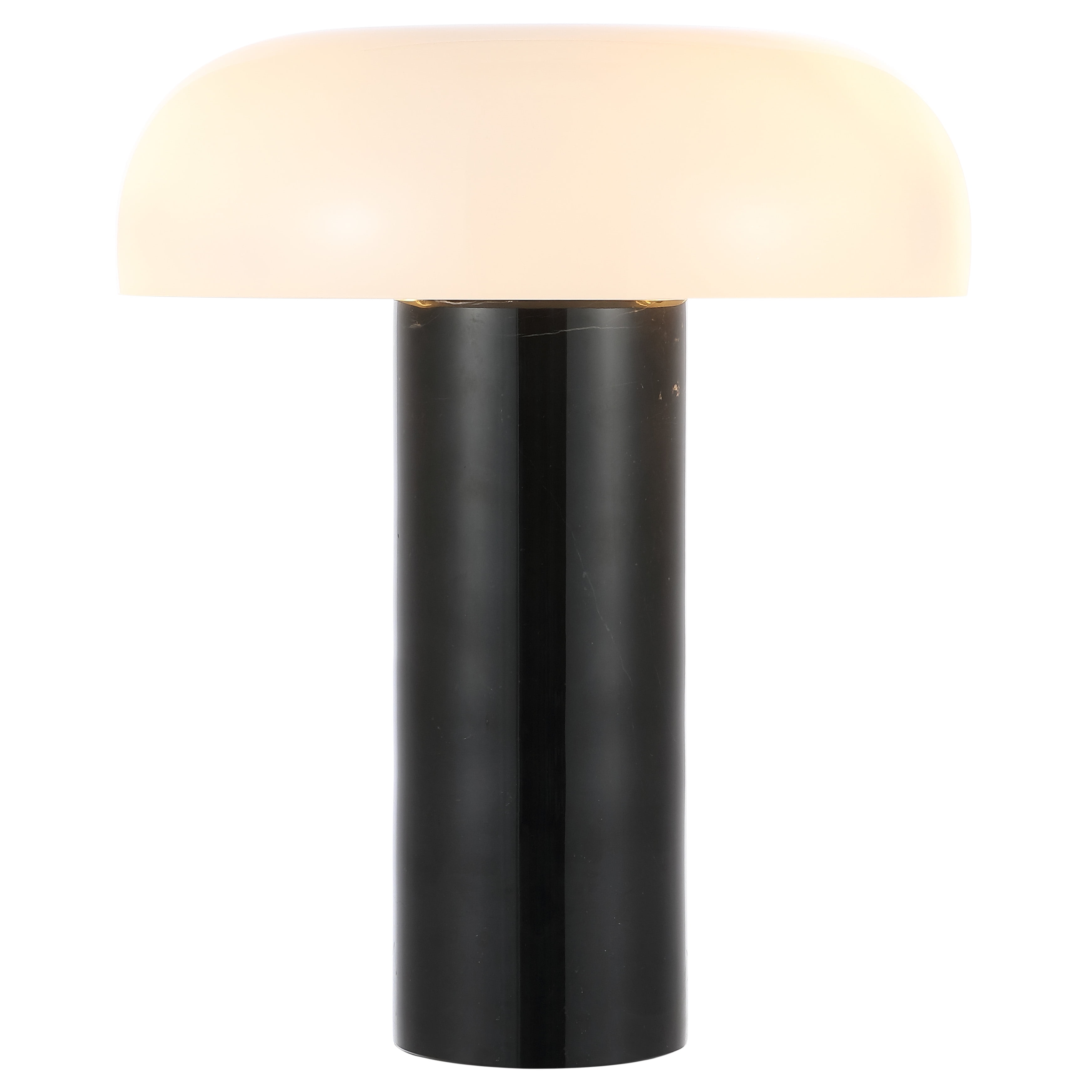SAFAVIEH Reiss 15 in. 2-Light Mid-century Black Marble Table Lamp with White Shade