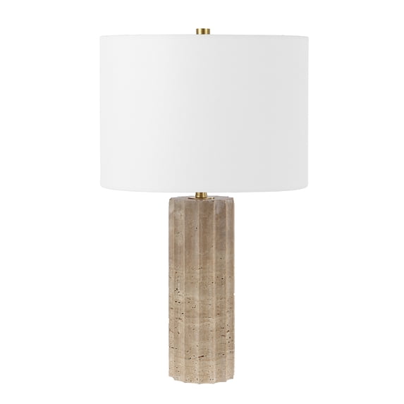 SAFAVIEH Remi 23.5" Modern Travertine Table Lamp with White Shade