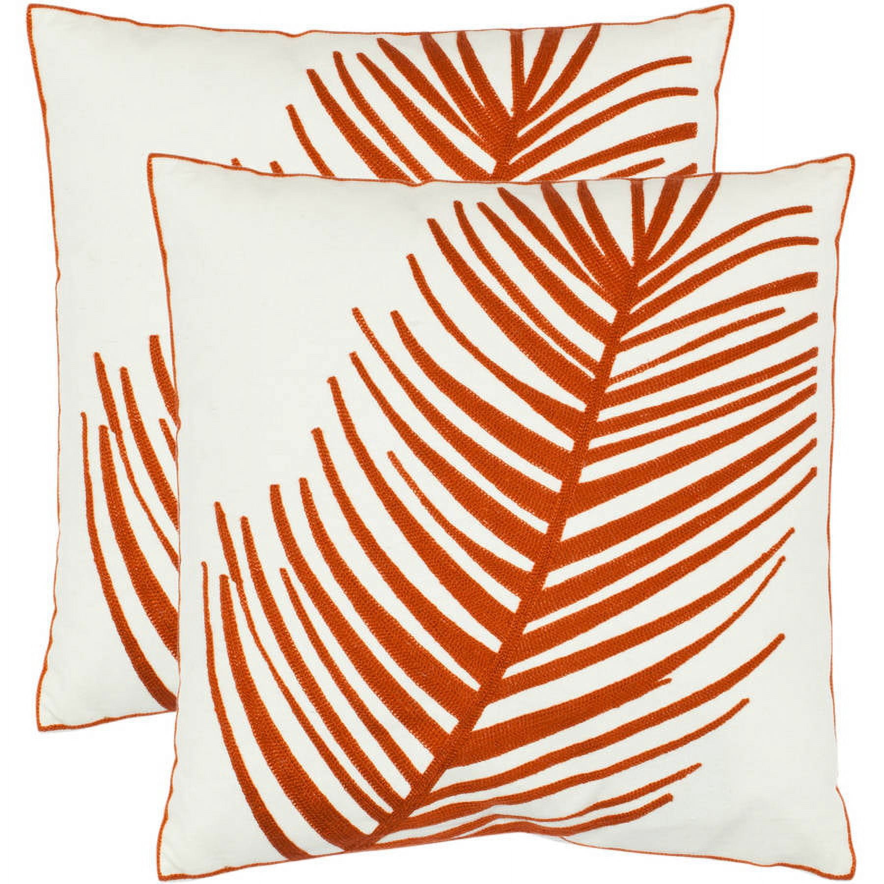 SAFAVIEH Remy Floral Pillow, 18" x 18", Orange, Set of 2