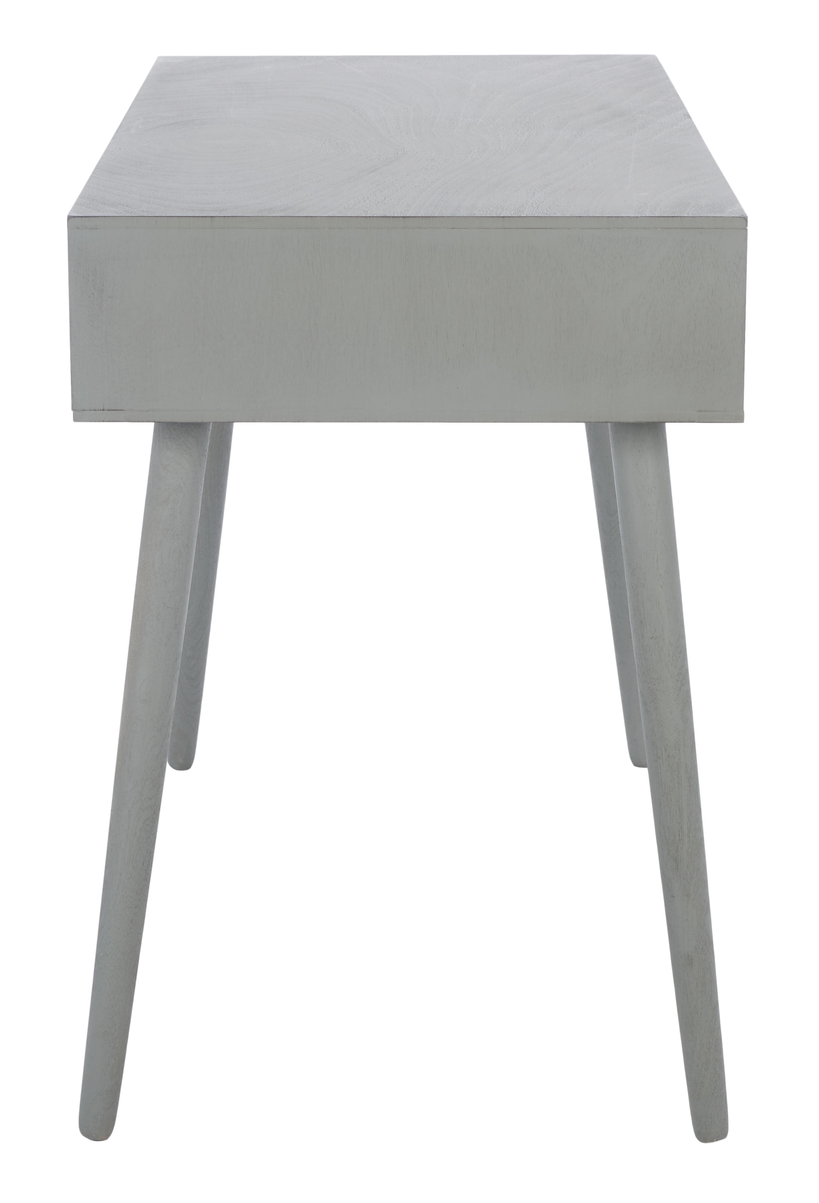 Distressed Grey Wood Mid-Century Writing Desk with Drawer