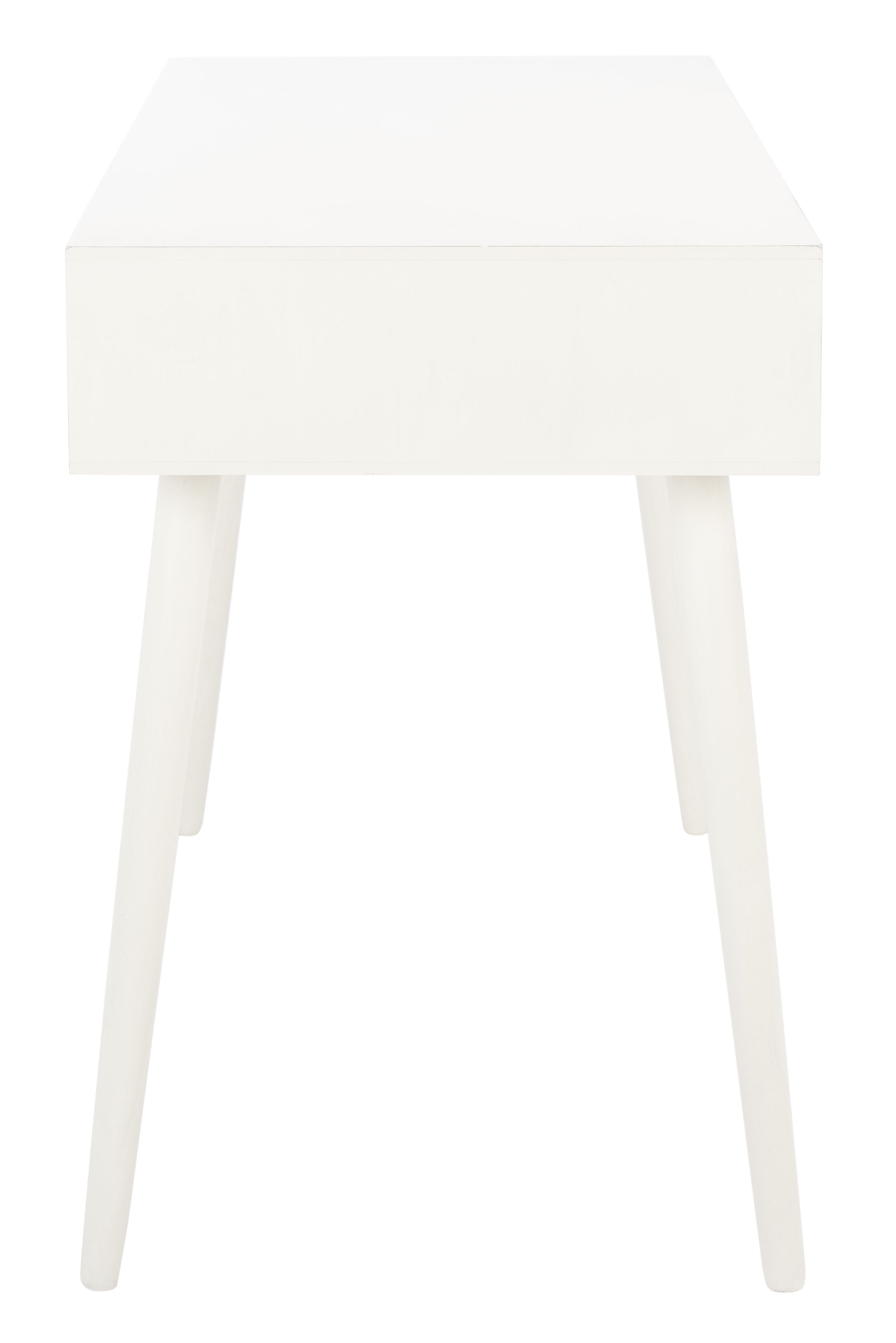 Distressed White Mid-Century Writing Desk with Drawer