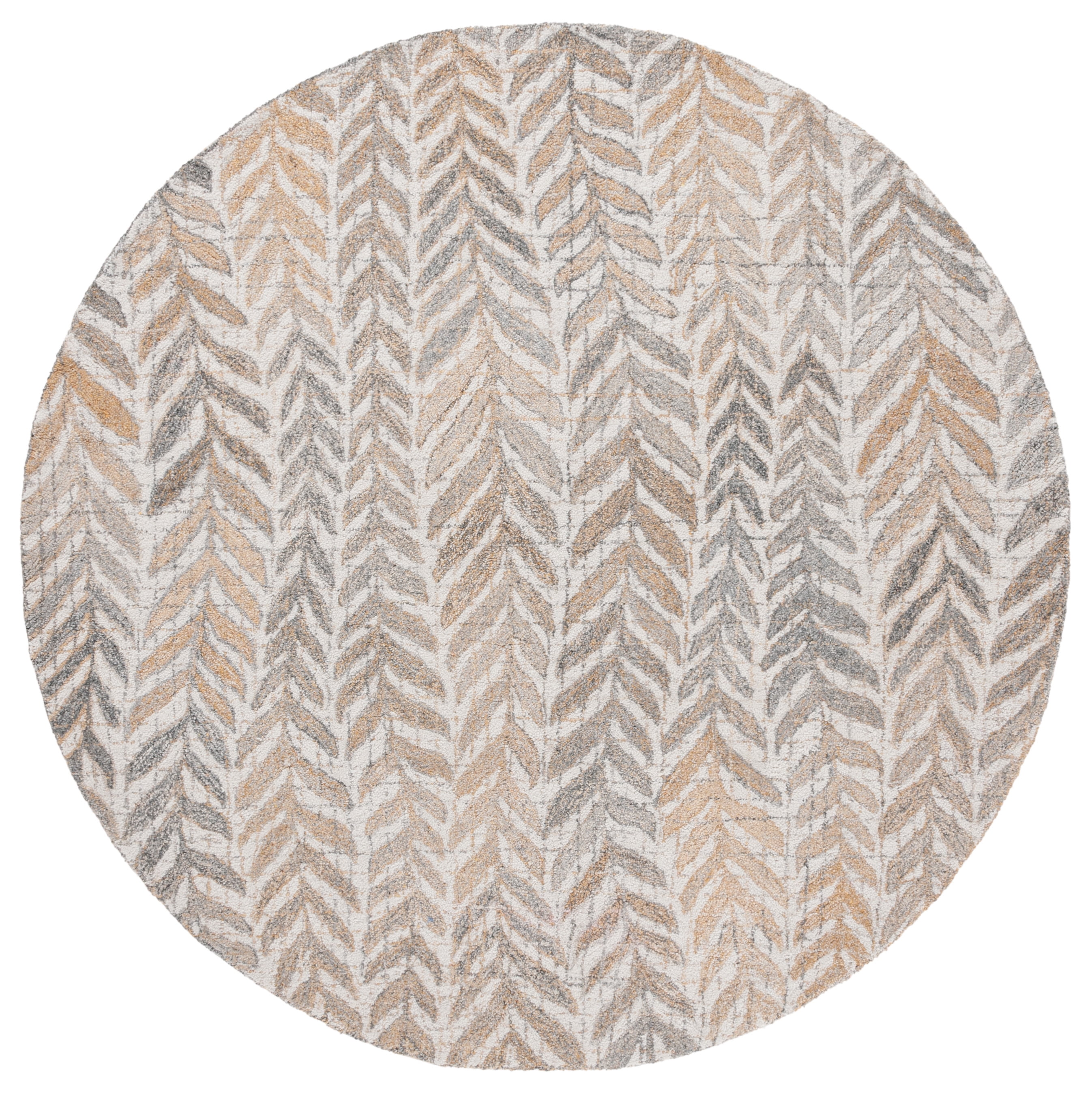 SAFAVIEH Renewal Dennis Chevron Area Rug, Beige/Gray, 6' x 6' Round