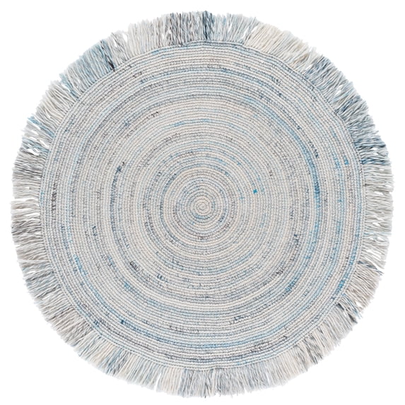 SAFAVIEH Renewal Donelle Solid Area Rug, Ivory/Light Blue, 6' x 6' Round