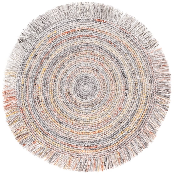 SAFAVIEH Renewal Donelle Solid Area Rug, Orange/Grey, 3' x 3' Round
