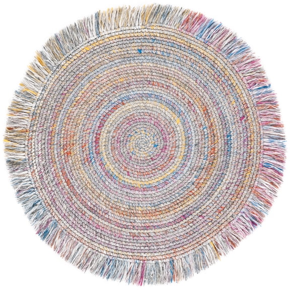 SAFAVIEH Renewal Donelle Solid Area Rug, Red/Blue, 3' x 3' Round