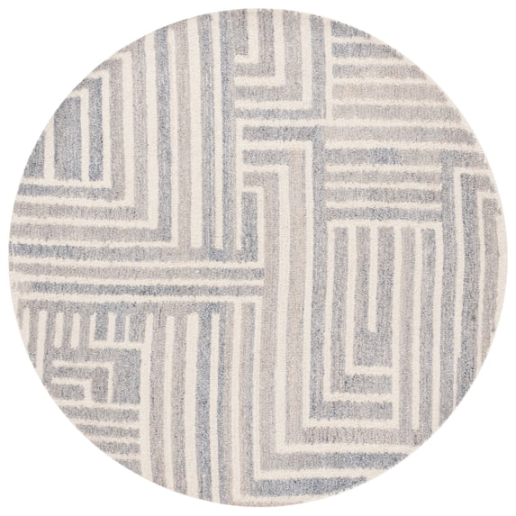 SAFAVIEH Renewal Dzvonko Geometric Area Rug, Blue/Ivory, 6' x 6' Round