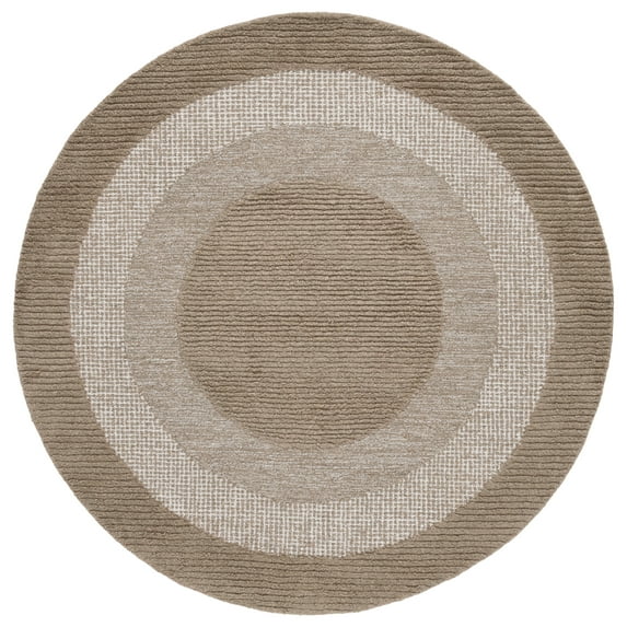 SAFAVIEH Renewal Gale Bordered Area Rug, Brown/Ivory, 6' x 6' Round