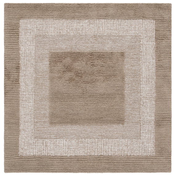 SAFAVIEH Renewal Gale Bordered Area Rug, Brown/Ivory, 6' x 6' Square