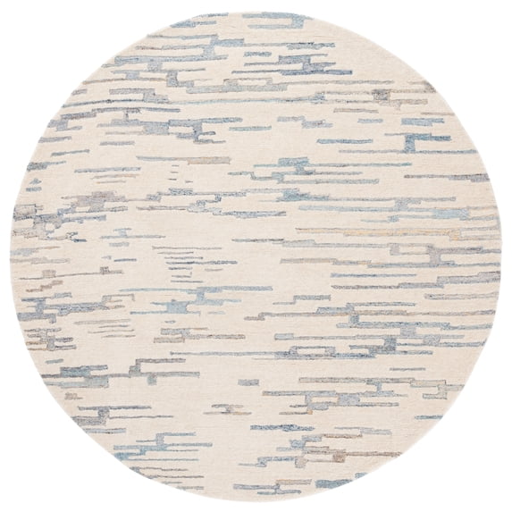 SAFAVIEH Renewal Hayleigh Abstract Area Rug, Ivory/Light Blue, 6' x 6' Round
