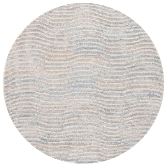 SAFAVIEH Renewal Malanie Striped Area Rug, Light Blue/Ivory, 6' x 6' Round