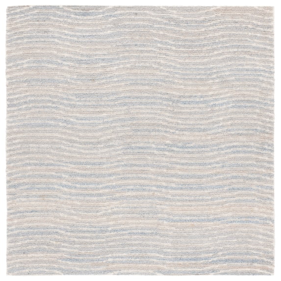 SAFAVIEH Renewal Malanie Striped Area Rug, Light Blue/Ivory, 6' x 6' Square