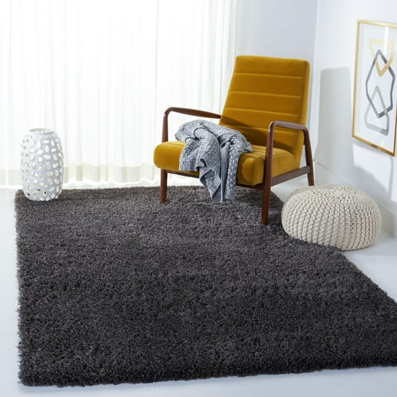 SAFAVIEH Reno Deacon Solid Polyester Shag Area Rug, Dark Grey, 8' x 10'