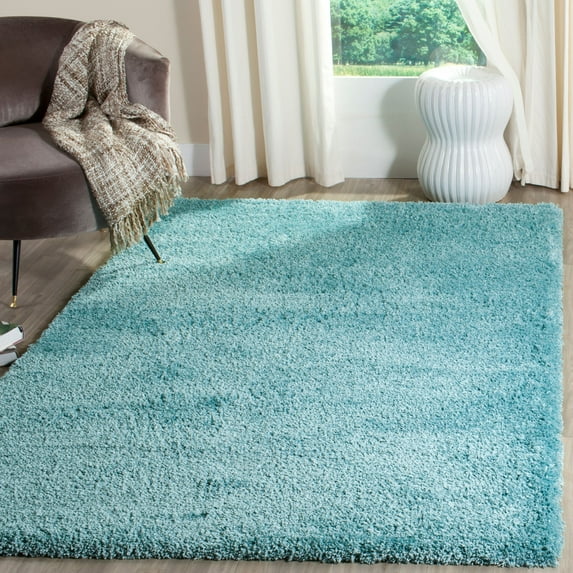SAFAVIEH Reno Deacon Solid Polyester Shag Area Rug, Turquoise, 8' x 10'
