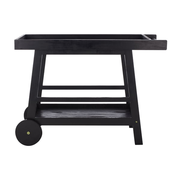 SAFAVIEH Renzo Transitional Outdoor Patio 2 Tier Bar Cart, Black