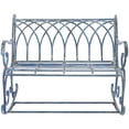 thumbnail image 1 of SAFAVIEH Ressi Rustic Outdoor Patio Rocking Bench, Antique Blue, 1 of 11