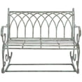 thumbnail image 1 of SAFAVIEH Ressi Rustic Outdoor Patio Rocking Bench, Antique Green, 1 of 11