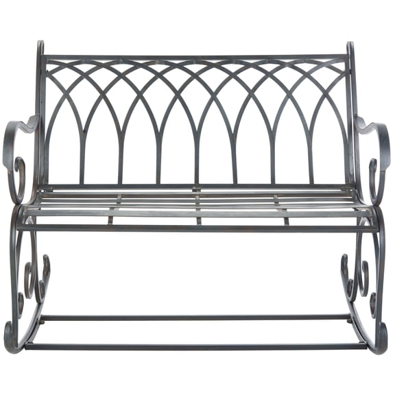 SAFAVIEH Ressi Rustic Outdoor Patio Rocking Bench, Black Rust
