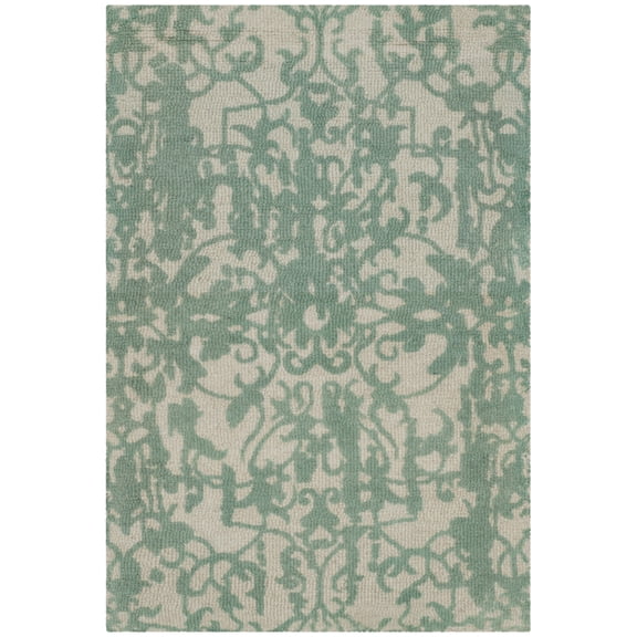 SAFAVIEH Restoration Vintage Alannah Floral Wool Area Rug, Grey/Turquoise, 2' x 3'