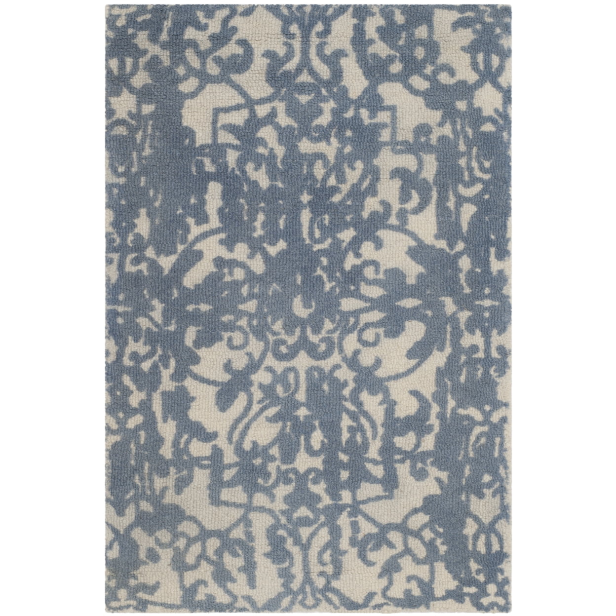 Ivory and Blue Hand-Tufted Wool Accent Rug, 2' x 3'