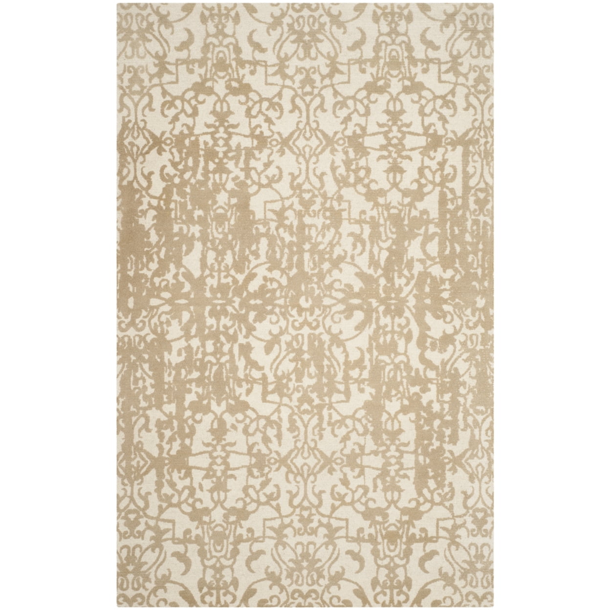 Ivory and Sand Handmade Tufted Wool Rug, 4' x 6'